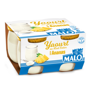 Yaourt pot verre au lait entier Malo Saveur Ananas x4