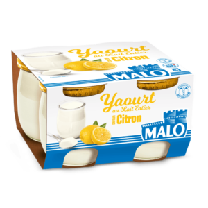 Yaourt pot verre au lait entier Malo Saveur Citron x4