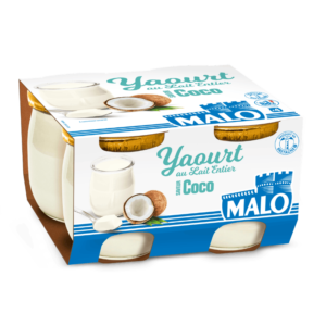 Yaourt pot verre au lait entier Malo Saveur Coco x4