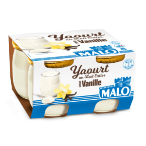 Yaourt pot verre au lait entier Malo saveur Vanille x4