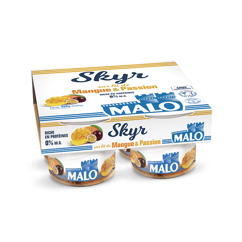 Skyr 0% sur lit de Mangue & Passion 4x100g Skyr 0% sur lit de Mangue & Passion 4x100g